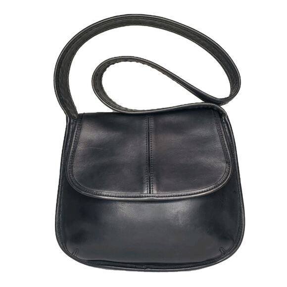 RARE Vtg COACH ERGO FLAP Black Leather Shoulder Bag Hobo Purse Handbag 9034 USA - Picture 1 of 15